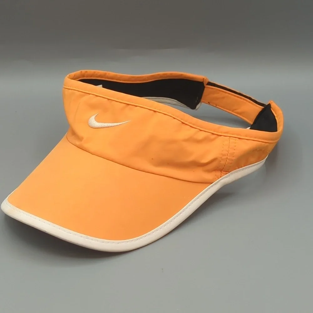 Vintage Nike Dri-Fit Hat Cap Visor Strapback Orange Running Tennis OSFA Y2K